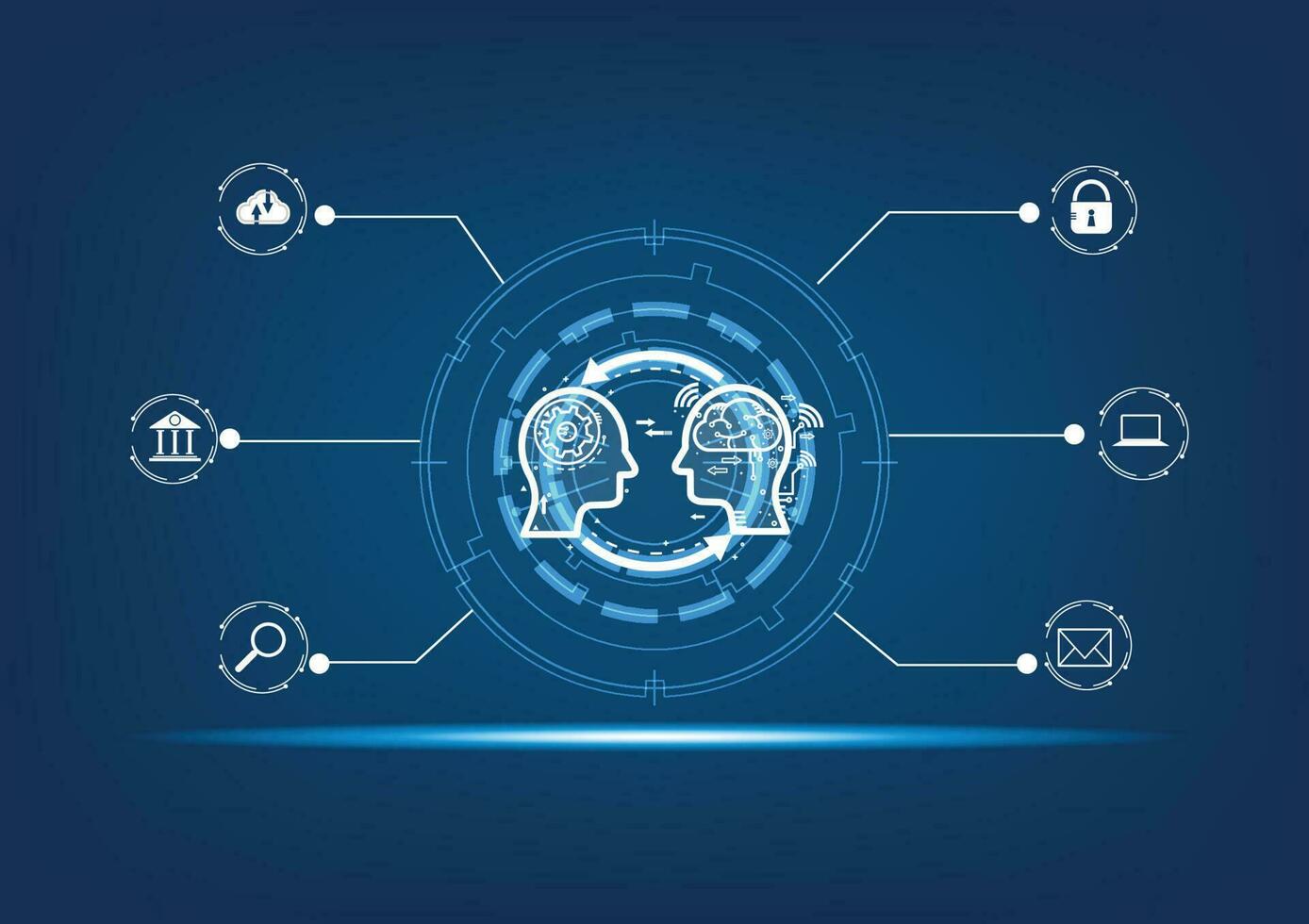 artificial intelligence by enter command prompt for generates something, Artificial intelligence, machine learning and modern computer technologies concepts. vector