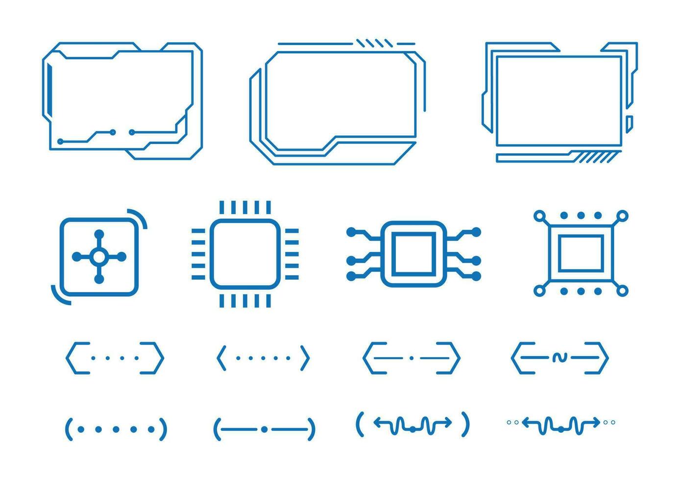 conjunto de ciencia fi ui hud web futurista elementos moderno íconos en el tema de datos almacenamiento. vector azul imagen.