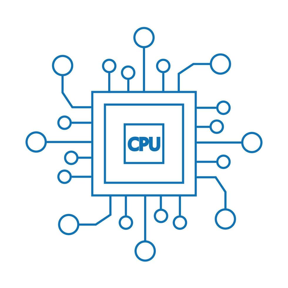 circuit board technology icon vector illustration graphic design blue flat style Use for website and brand design, white background.