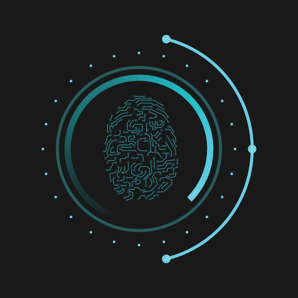 Artificial intelligence concept. Human brain with circuit board. Vector illustration on black background. design icon isolated.