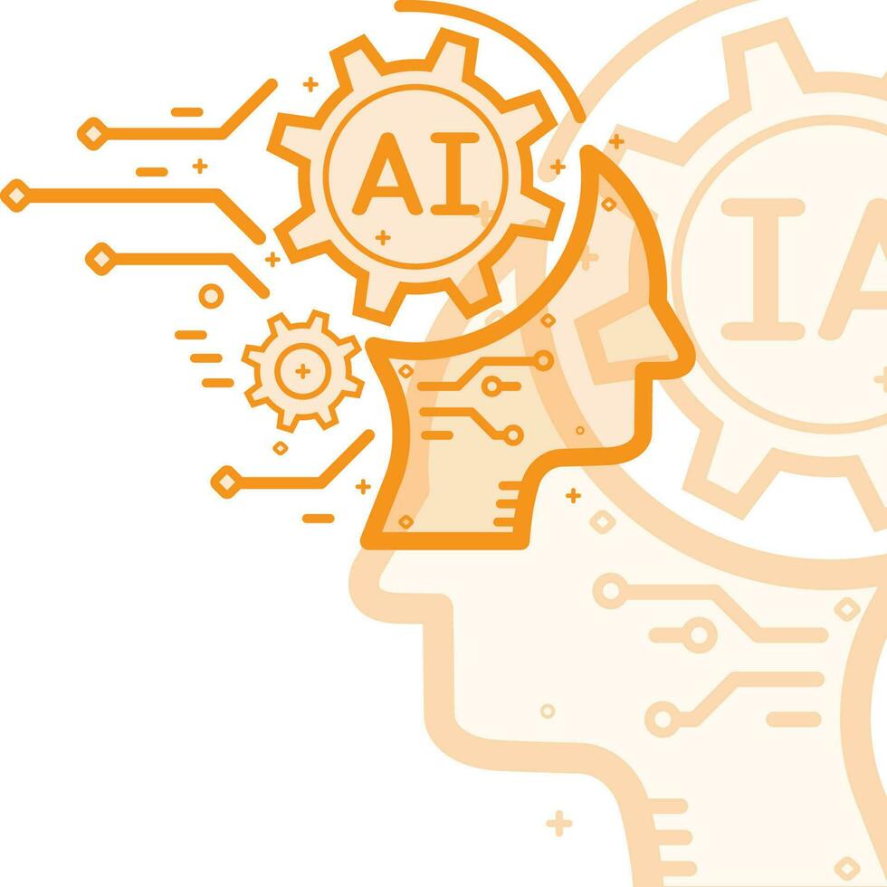 Artificial intelligence concept. Human head with gear wheel. Vector illustration. on white background.