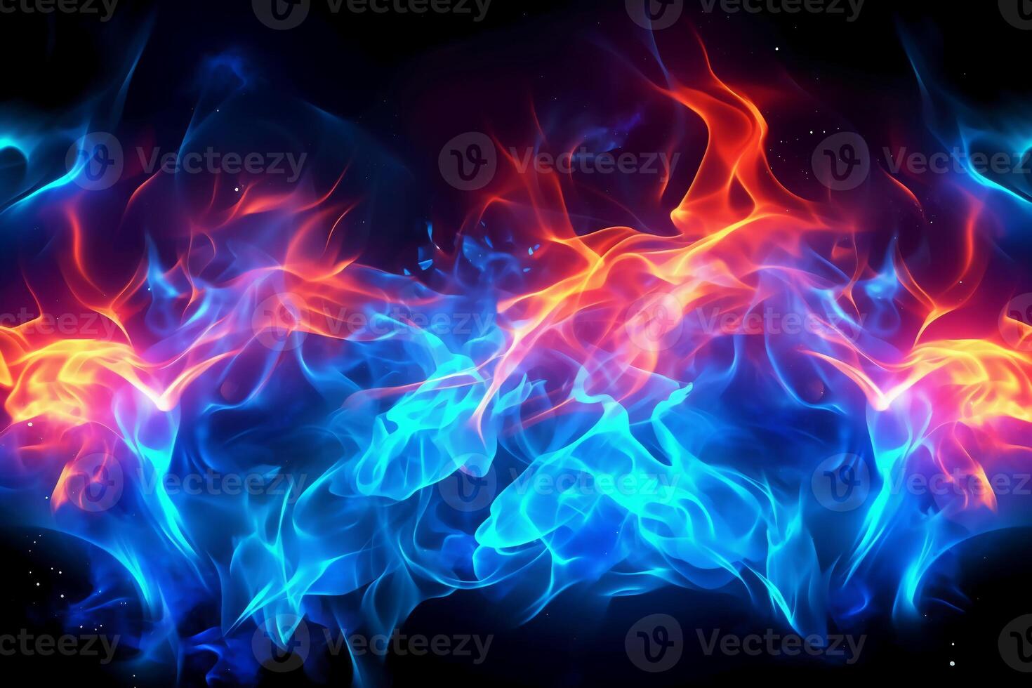 Drawn neon color blue, Burning flame background material abstract hand. photo