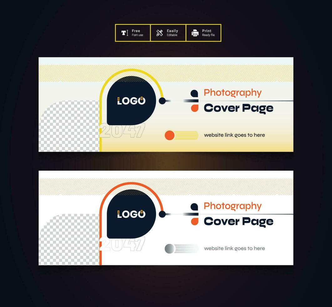Colorful photography social media cover banner design template. creative and modern layout theme for multipurpose use vector