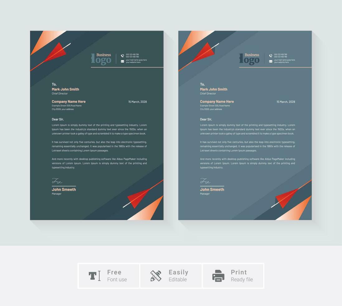 Professional creative letterhead template design for your business colorful and modern layout vector