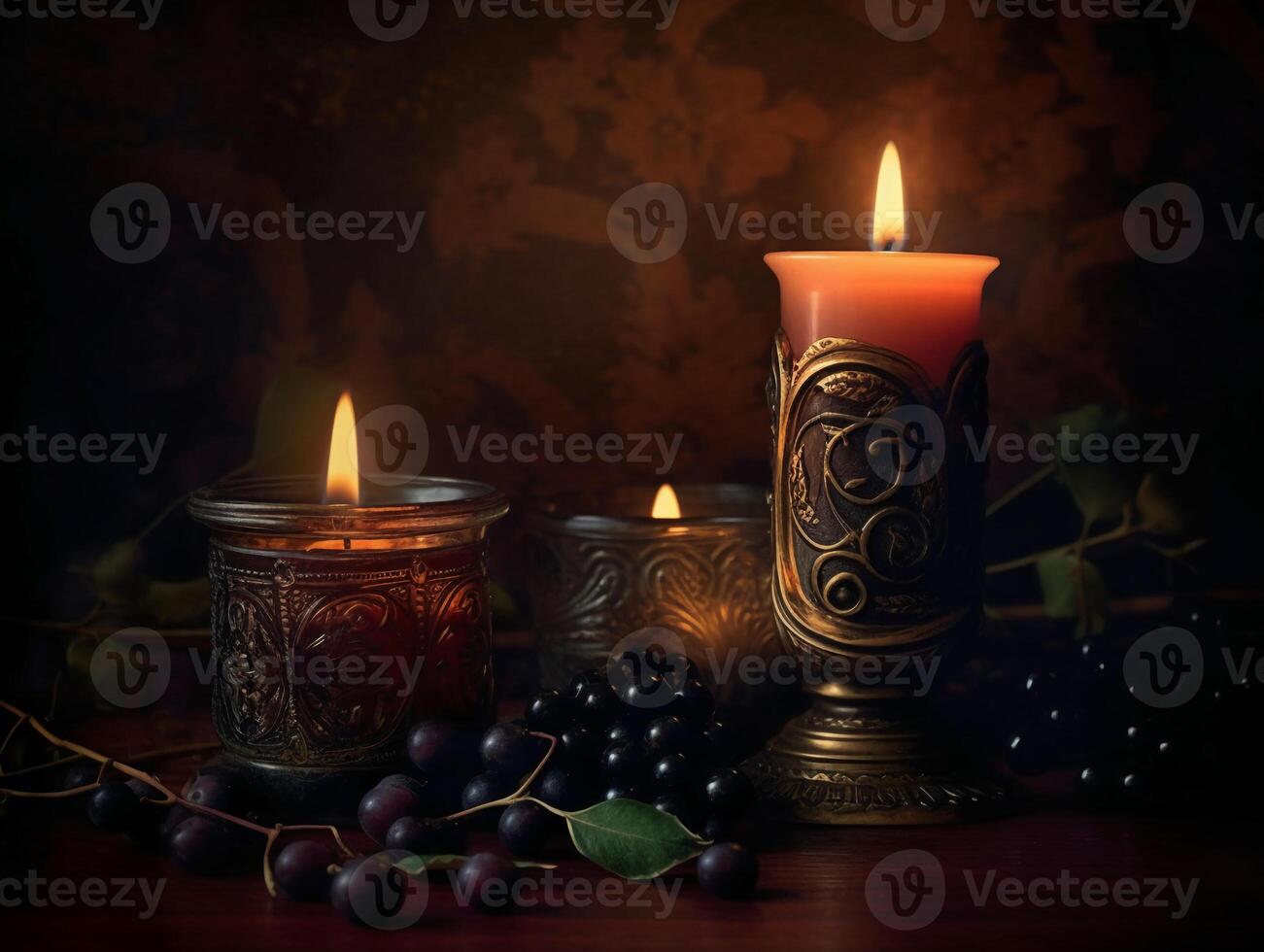 Candlelight, realistic photography background. photo