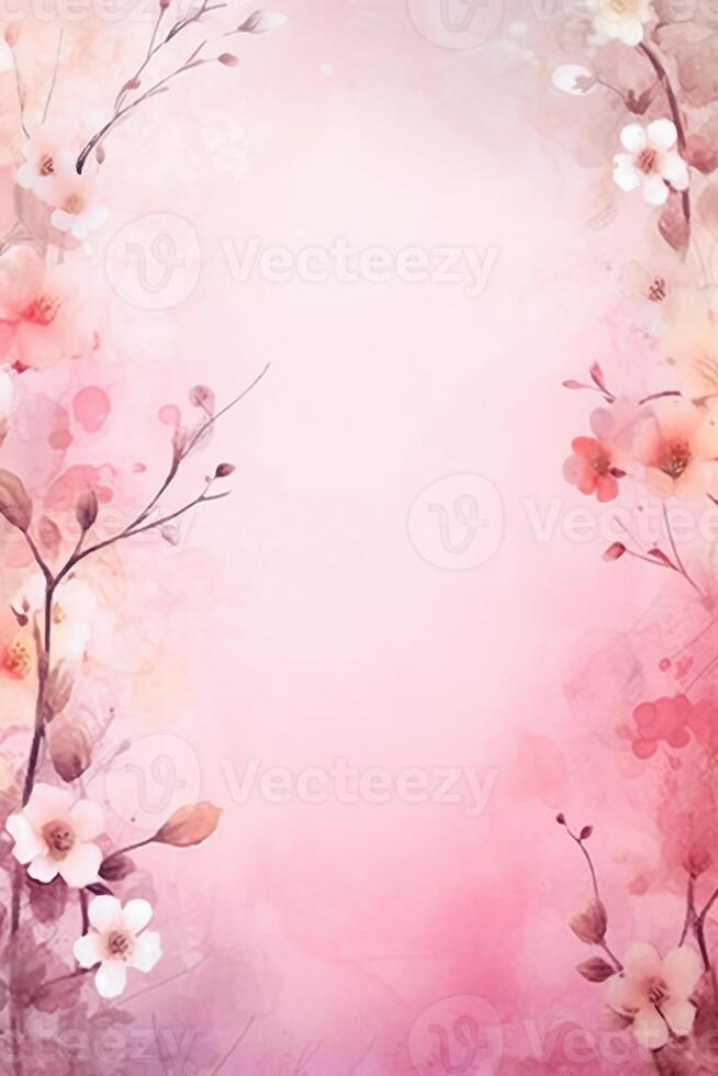light pink background paper texture tiny petal flower painting in watercolor style. photo