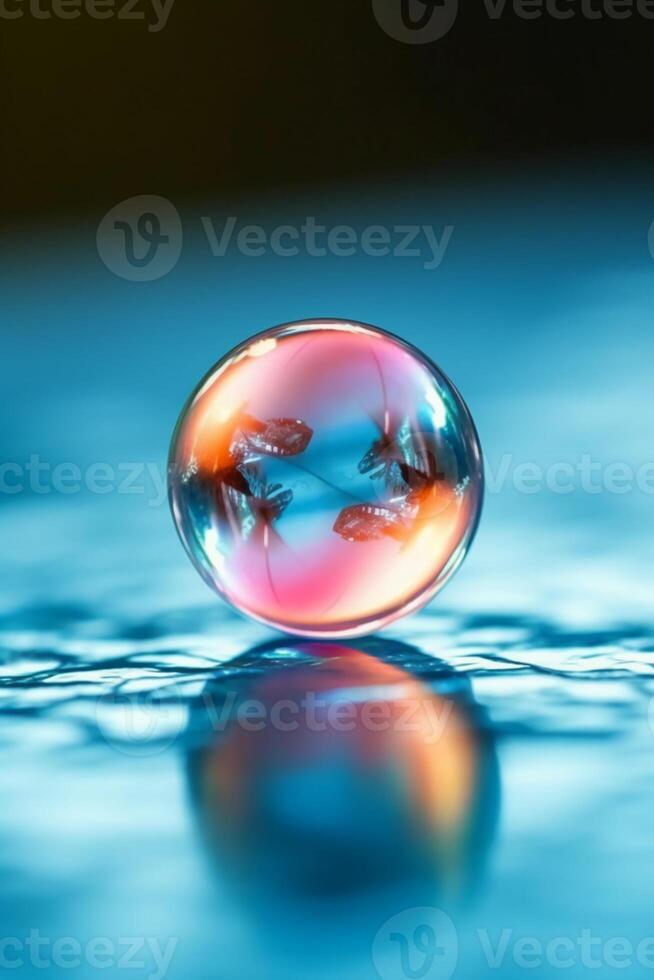 photograph of a single floating clear soap. photo