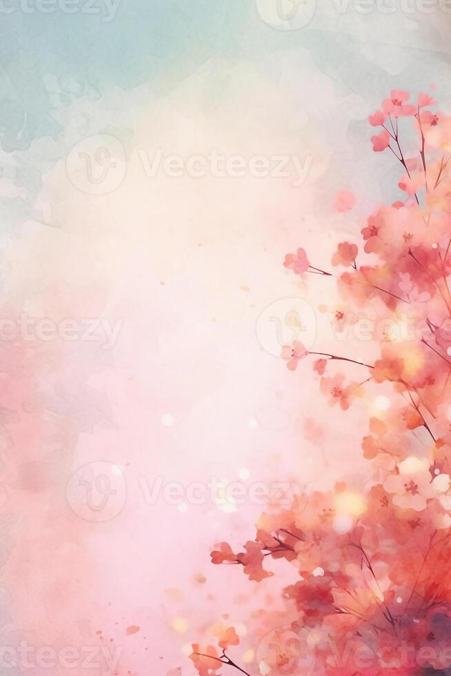 light pink background paper texture tiny petal flower painting in watercolor style. photo