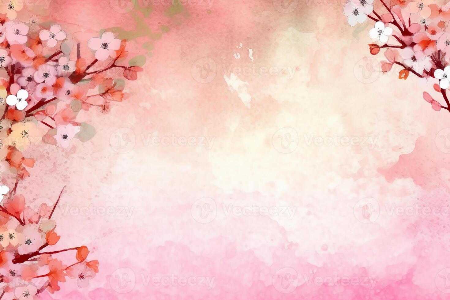 light pink background paper texture tiny petal flower painting in watercolor style. photo