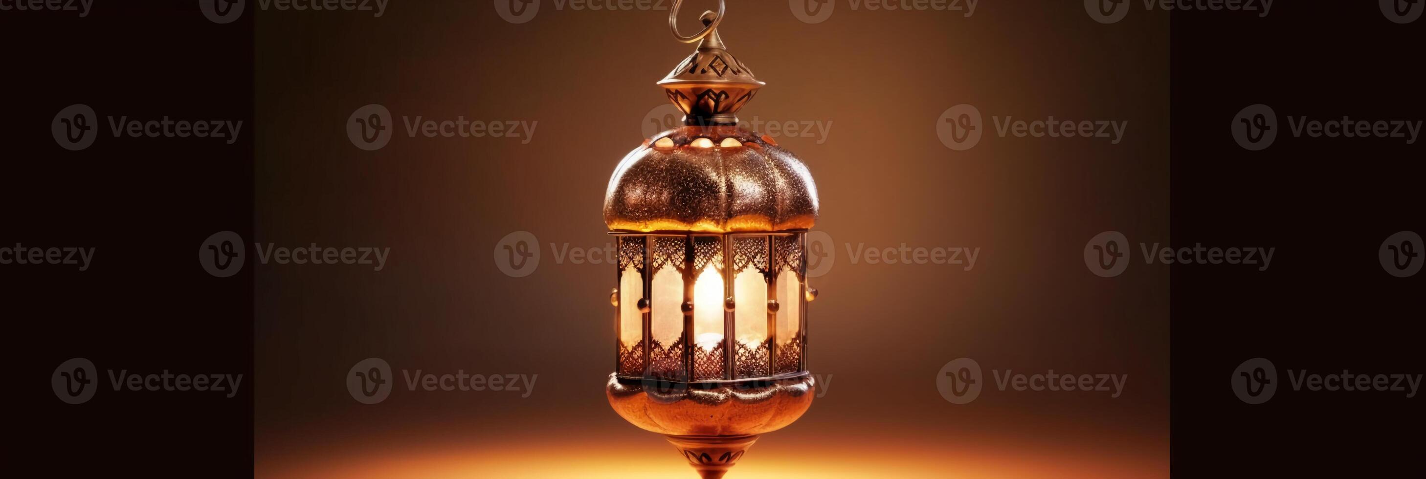 Ramadan Kareem greeting card. Islamic lantern. photo