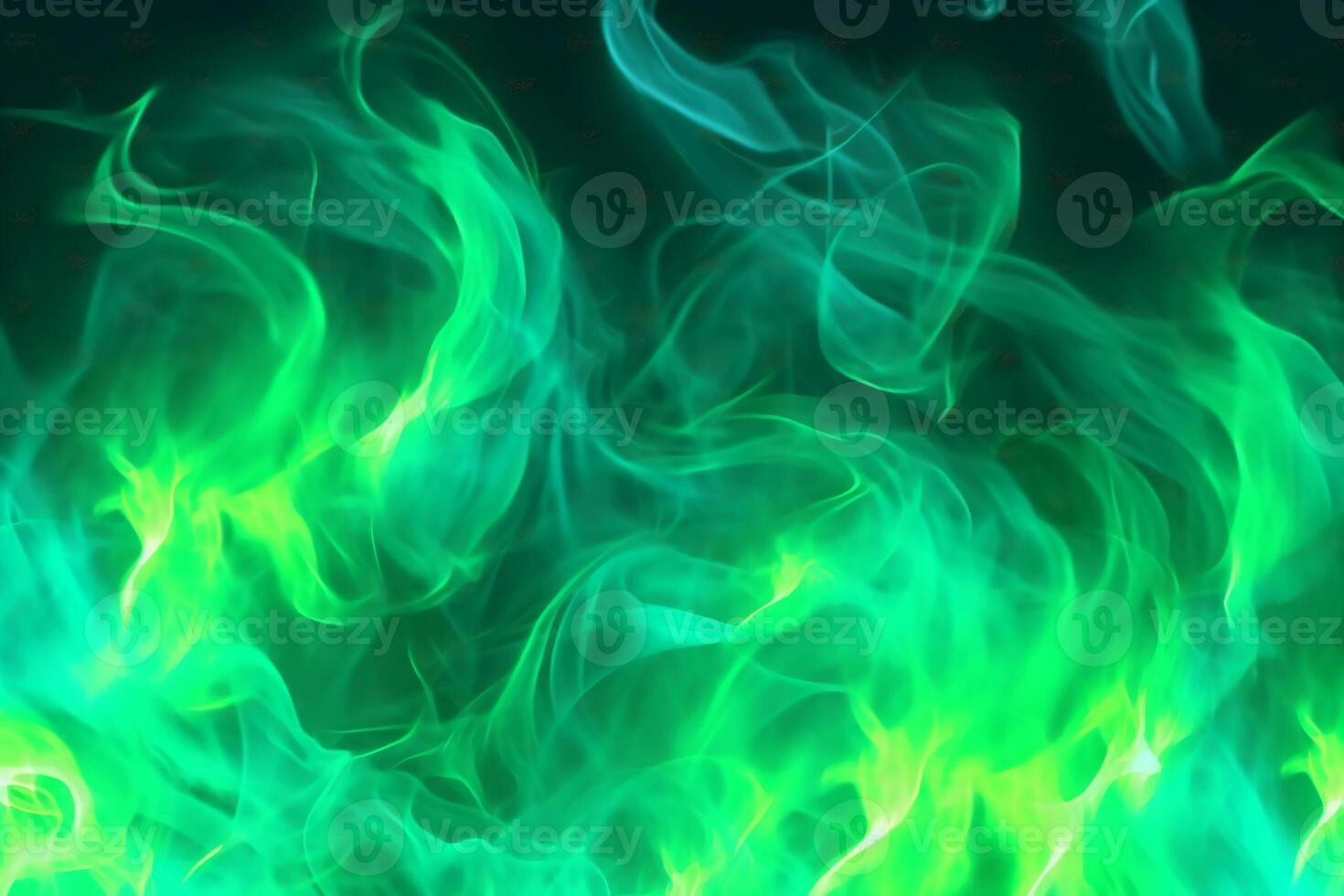 Drawn neon color green, Burning flame background material abstract hand. photo