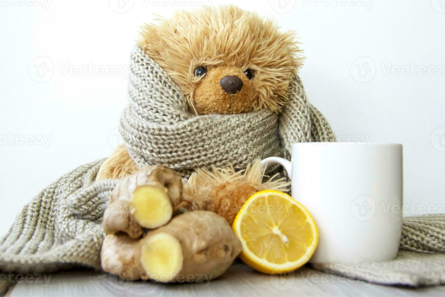 Ginger tea with lemon. Season of colds and infections. Strengthening of immunity. photo