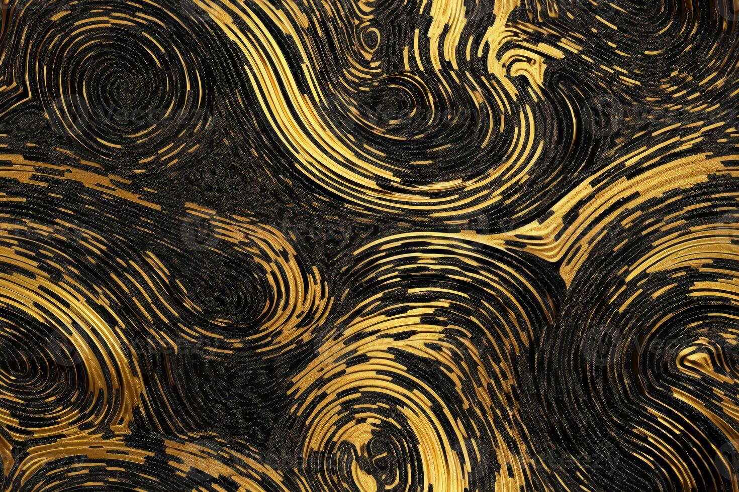 Damascus steel space time in gold and black. photo