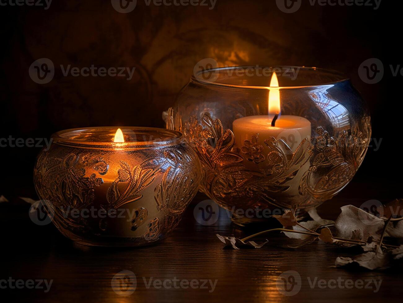 Candlelight, realistic photography background. photo