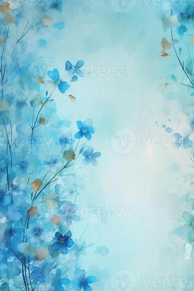 light blue background paper texture tiny petal flower painting in watercolor style. photo