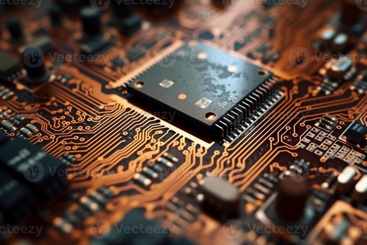Macro photography of Electronic Circuit Board top view. photo