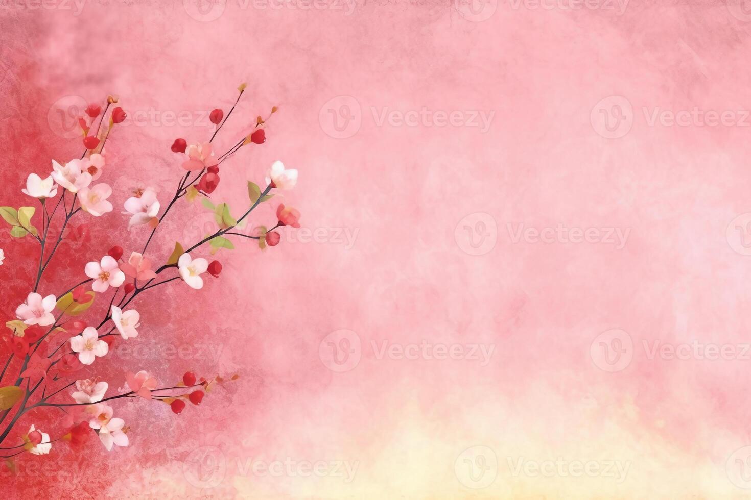light pink background paper texture tiny petal flower painting in watercolor style. photo