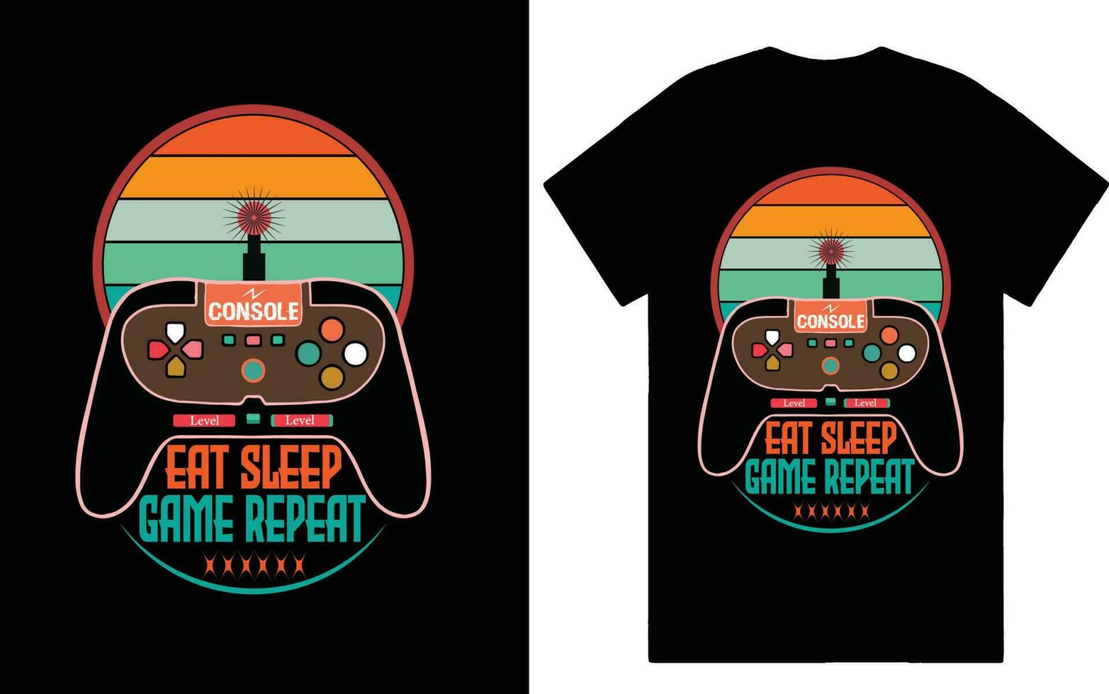 EAT SLEEP GAME REPEAT TSHIRT VECTOR ART DESIGN