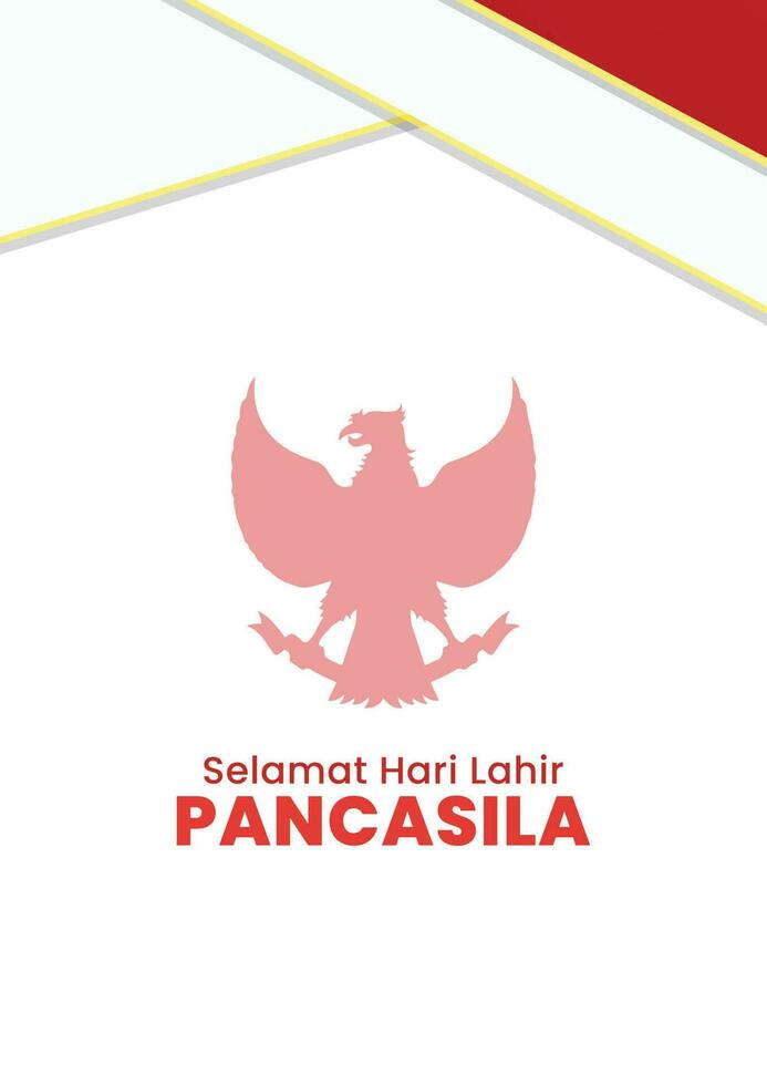 Happy Pancasila Day. Selamat Hari Lahir Pancasila means Happy Birthday Pancasila. Design abstract of poster and silhouette of Indonesian Garuda symbol vector