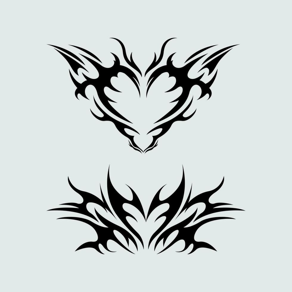 Heart tattoo sharp tribal vector simple and clean illustration editable