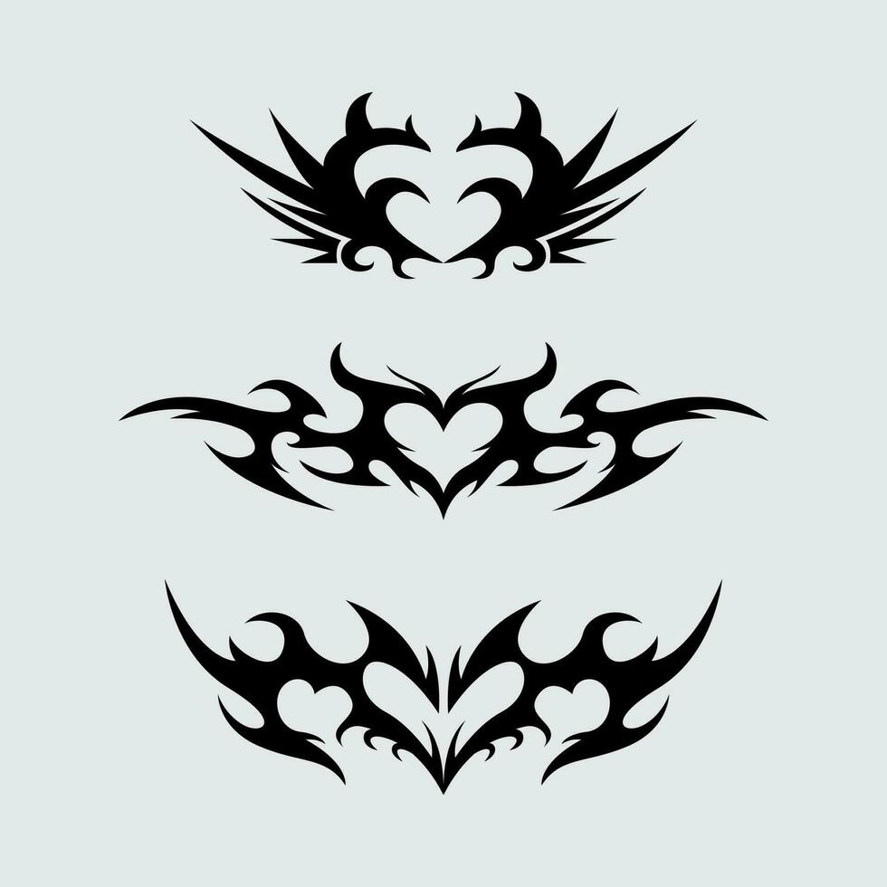 Heart tattoo sharp tribal vector simple and clean illustration editable