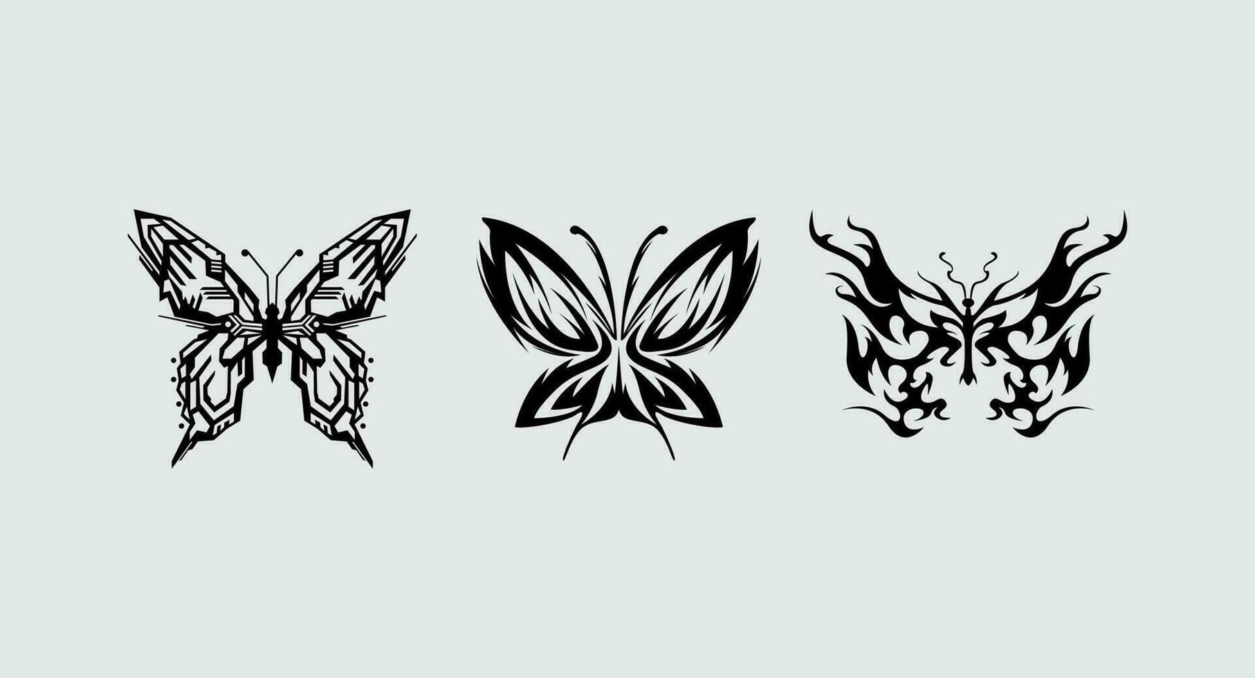 mariposa tatuaje vector ilustración elemento modelo artístico, circuito, tecnología, tribal editable