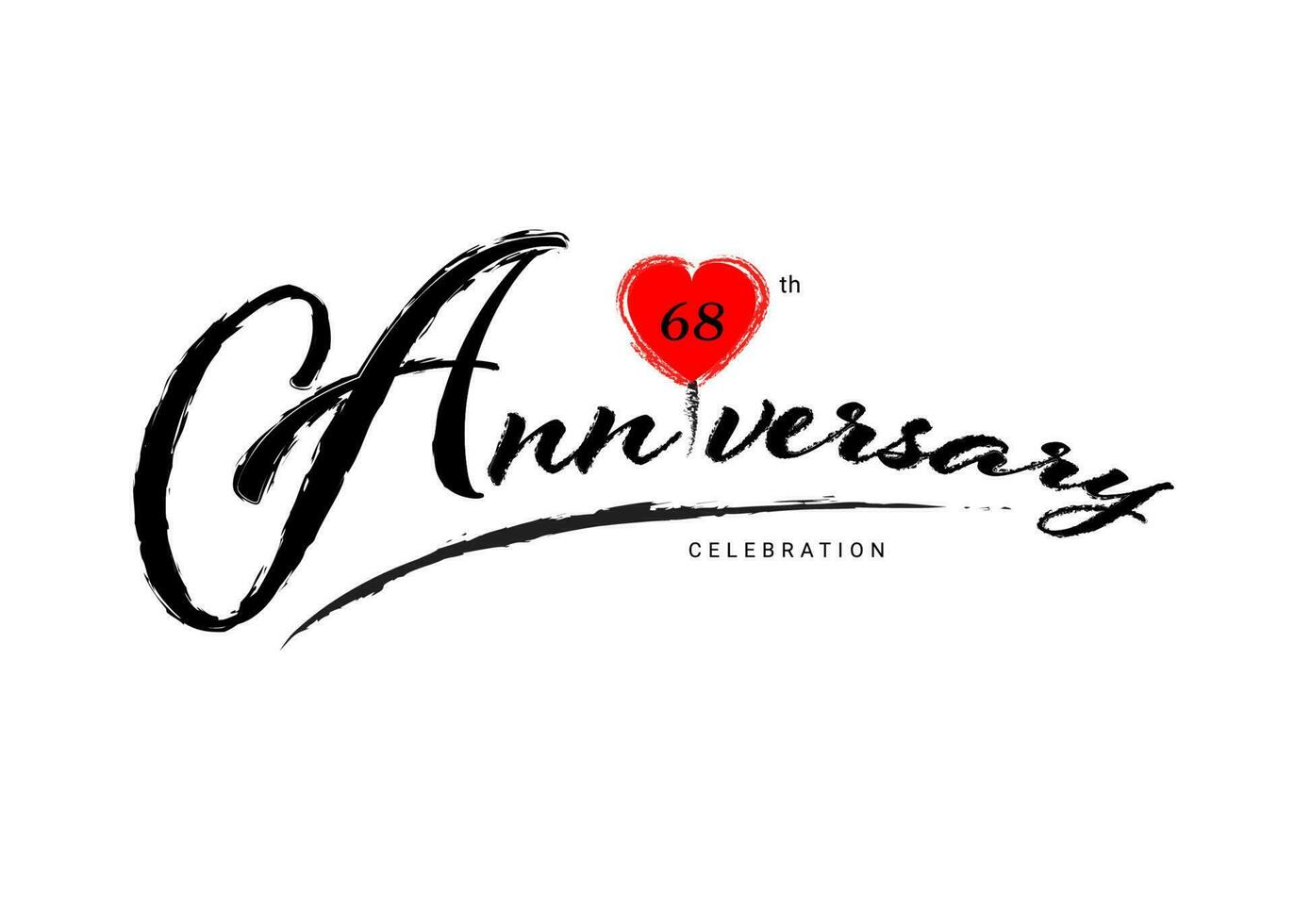 68 Years Anniversary Celebration logo with red heart vector, 68 number logo design, 68th Birthday Logo, happy Anniversary, Vector Anniversary For Celebration, poster, Invitation Card