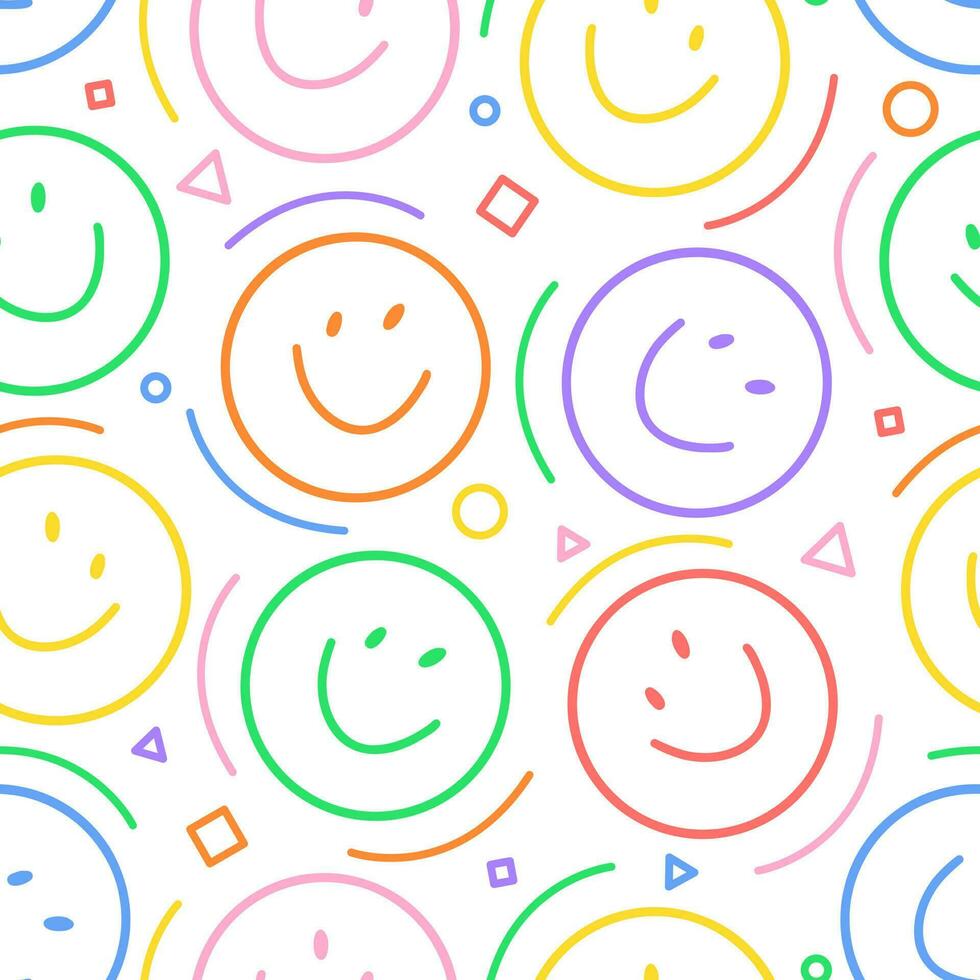 Seamless children's pattern with colorful funny doodles emoticons. vector illustration background