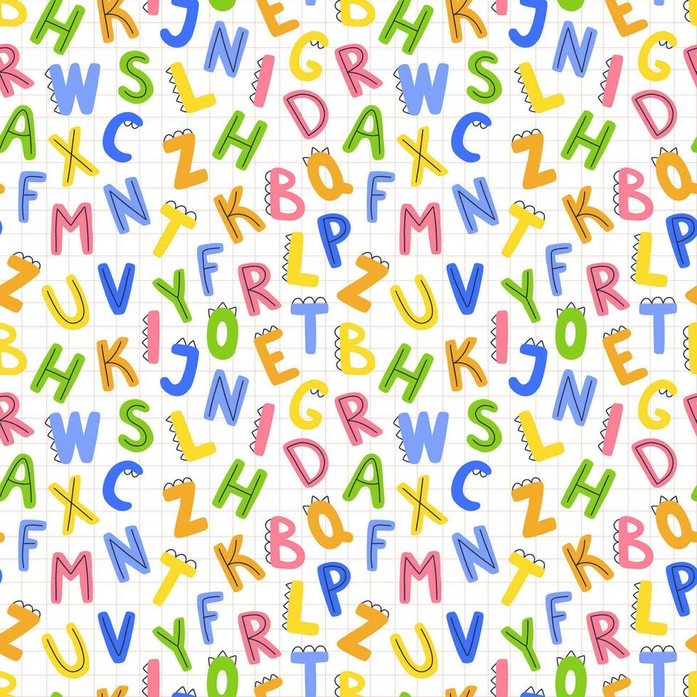 Seamless children's pattern with colorful funny letters. vector illustration background