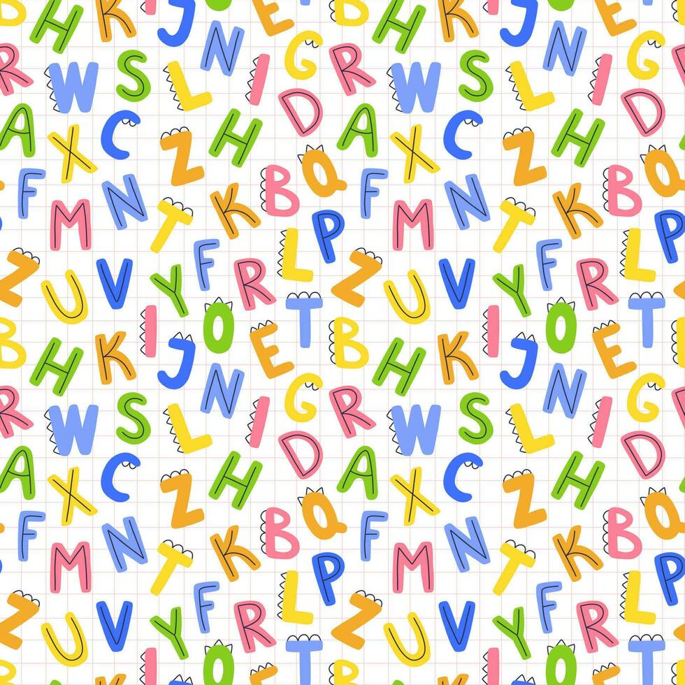 Seamless children's pattern with colorful funny letters. vector illustration background