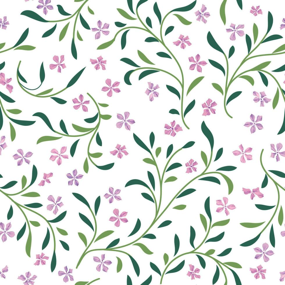 Floral seamless pattern. Branch with flowers and leaves ornamental texture. Flourish nature summer garden   background vector