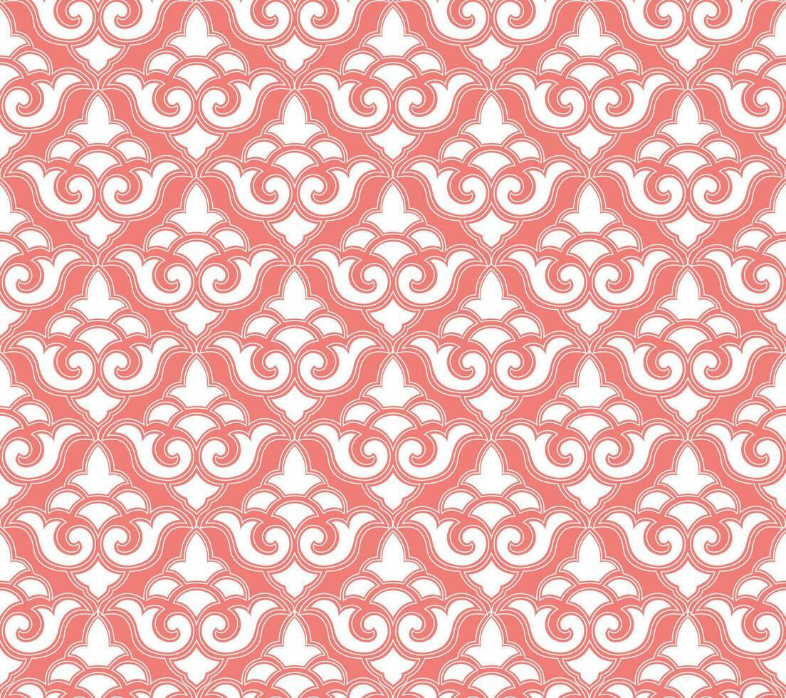 Abstract floral seamless textile pattern. Flourish tiled oriental ethnic background. Arabic ornament with asian flower motif. Good for fabric, textile, wallpaper or package background design. vector