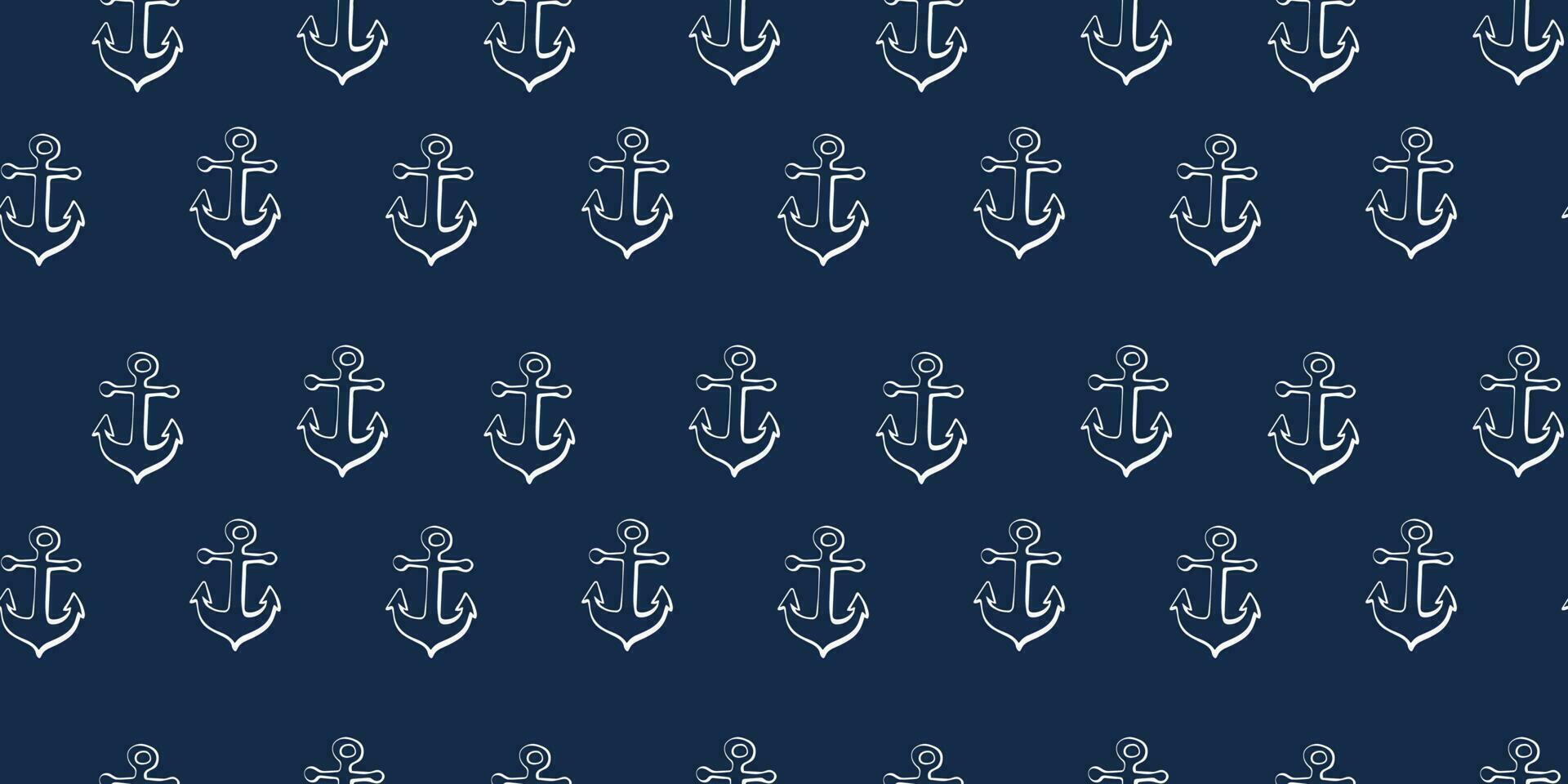 Anchor seamless darkblue pattern. Repeating symbol boat or ship anchor pattern on blue background. Repeated nautical design for prints, design, background, textile. vector