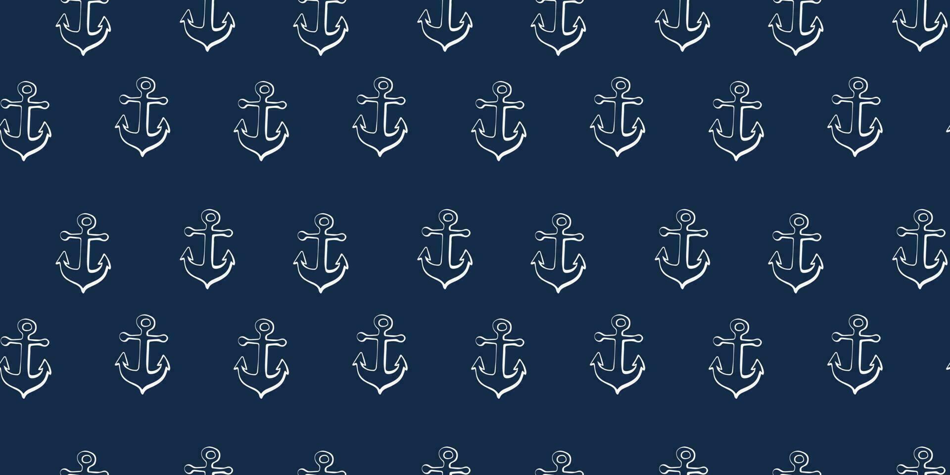 Anchor seamless darkblue pattern. Repeating symbol boat or ship anchor pattern on blue background. Repeated nautical design for prints, design, background, textile. vector