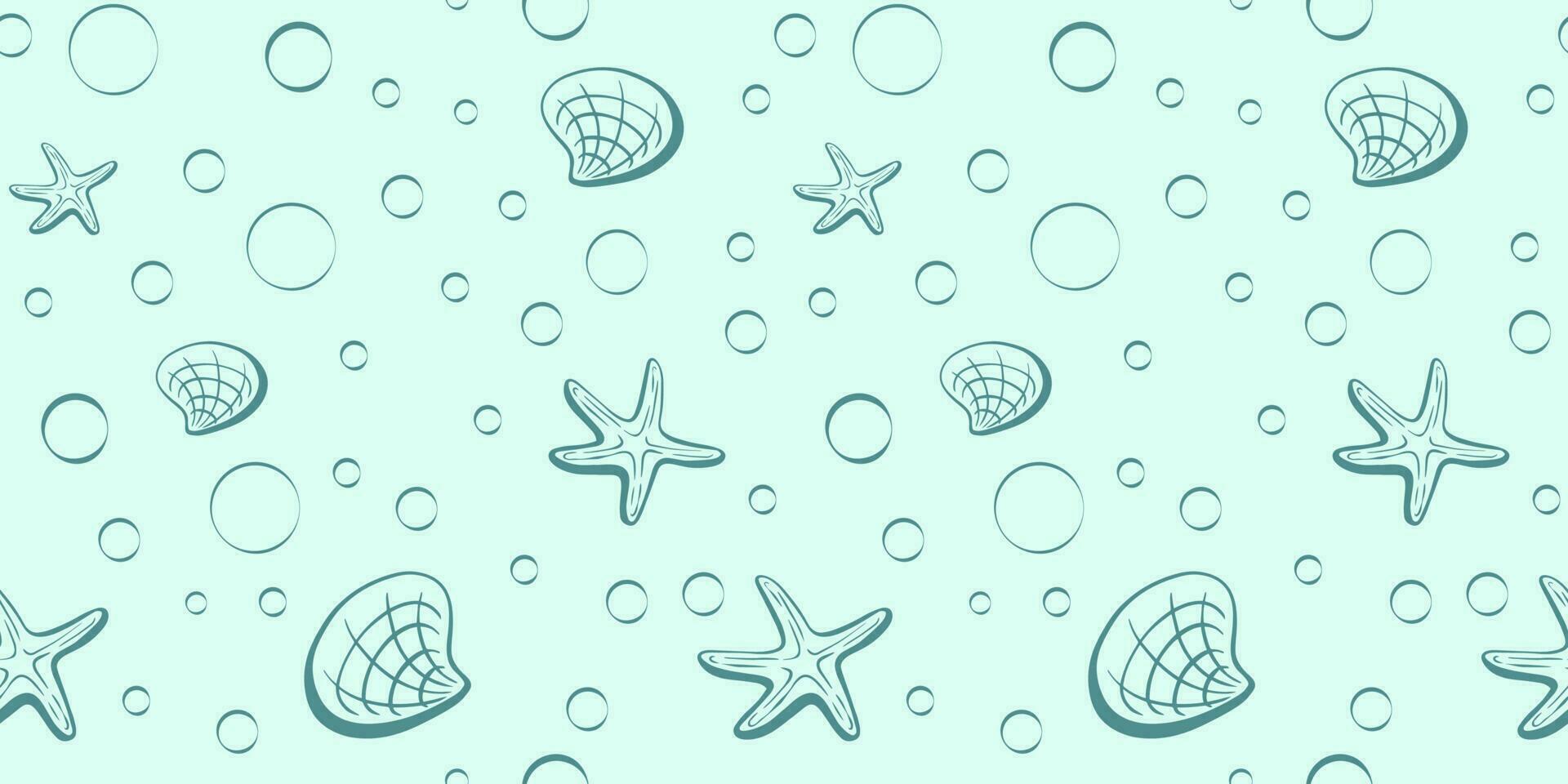 Seamless pattern with shells. Vector illustration. Sea clums seamless pattern. Tropical underwater world.