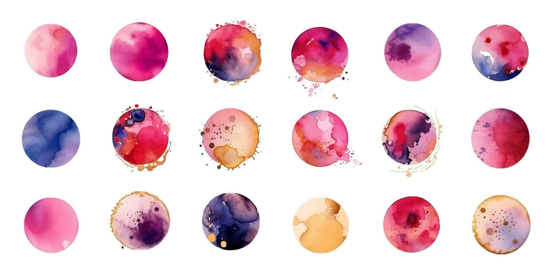 Watercolor stains. Set of colorful watercolor stains. Vector illustration.