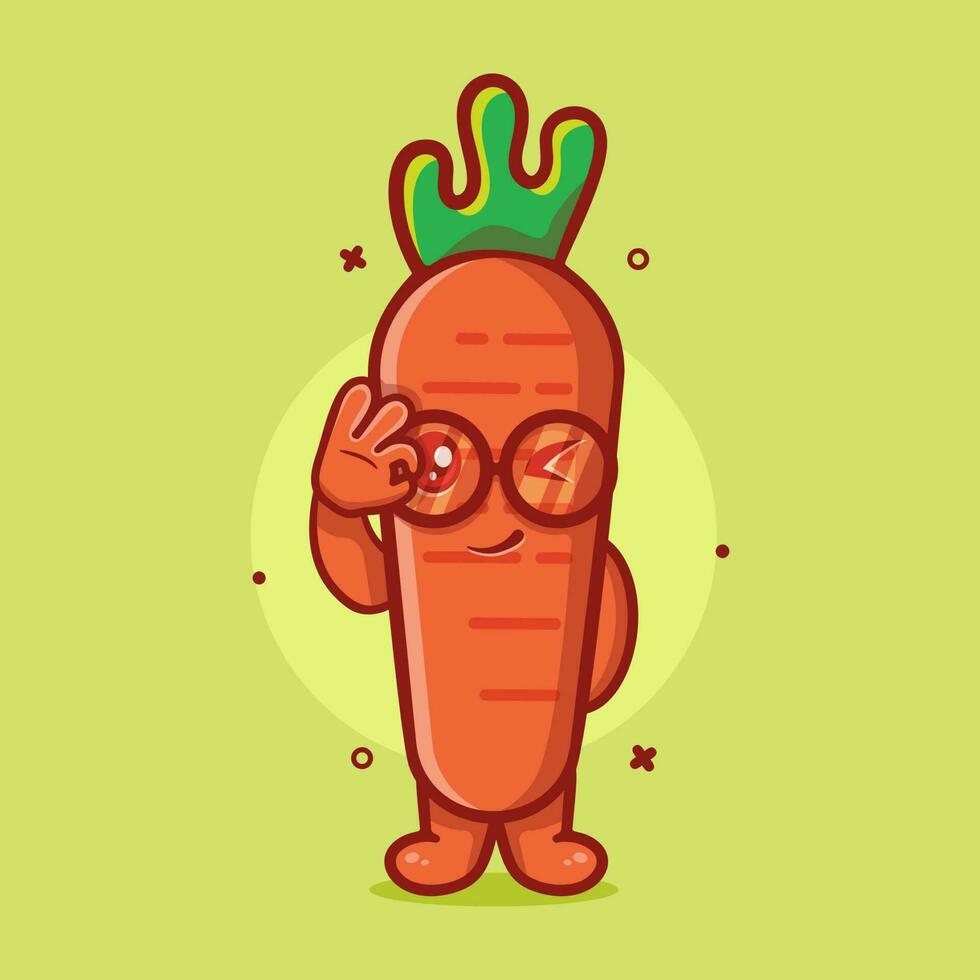 kawaii carrot character mascot with ok sign hand gesture isolated cartoon in flat style design vector