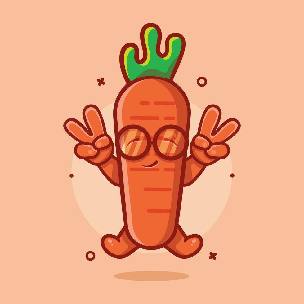 cute carrot character mascot with peace sign hand gesture isolated cartoon in flat style design vector