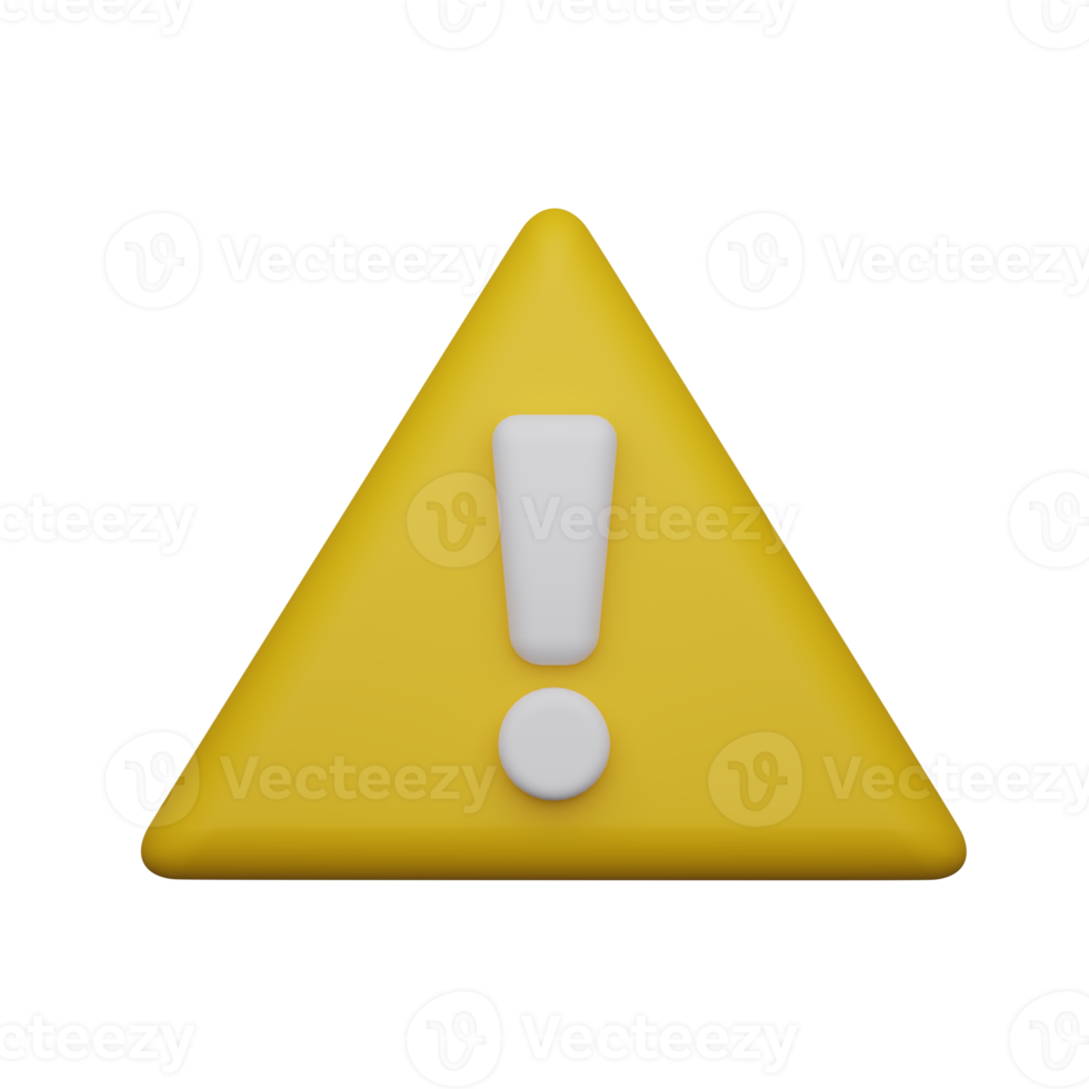 yellow danger warning triangle 3d icon alert. png