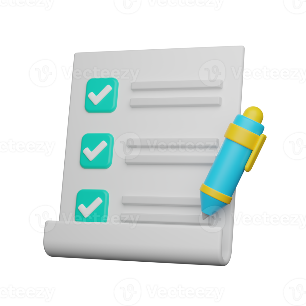 3d checklist with pen icon. png