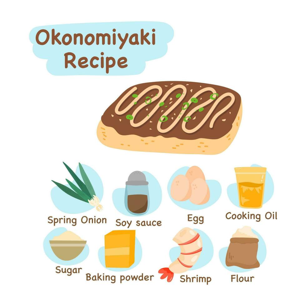 okonomiyaki illustration recipe concept vector