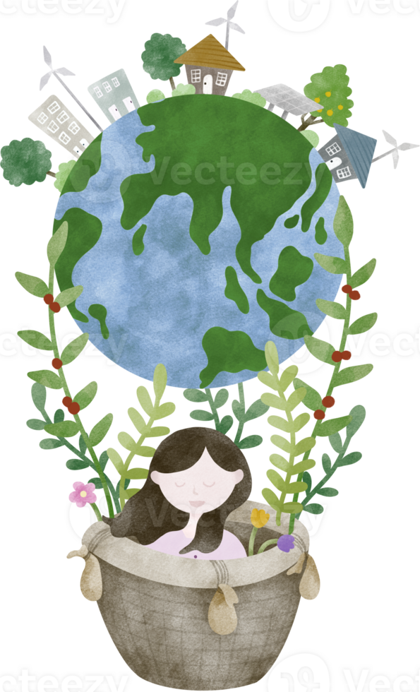 Earth day save nature with watercolor illustration. png