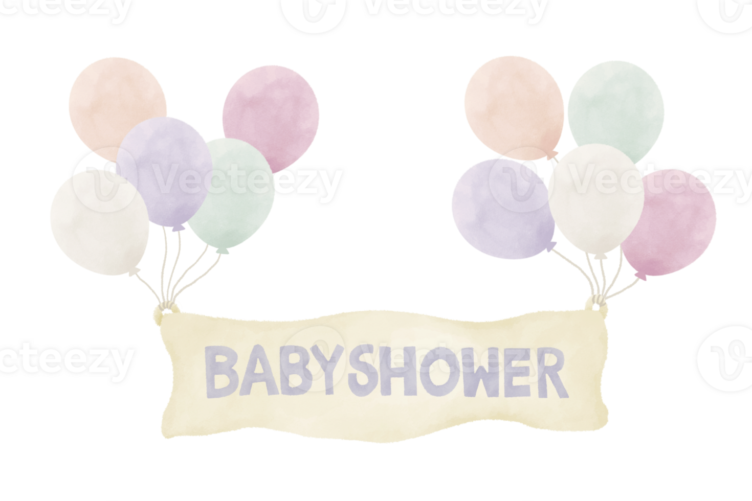 Baby boy shower banner watercolor illustration png