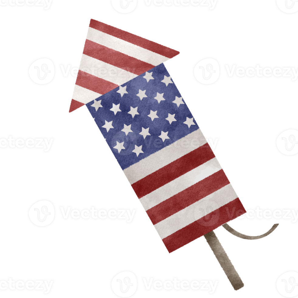 Fourth of July fireworks watercolor illustration png
