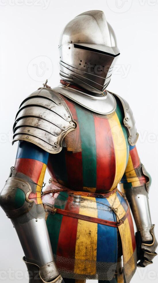 Warrior, British knight in armor, the best soldiers in the world. White background, isolate
