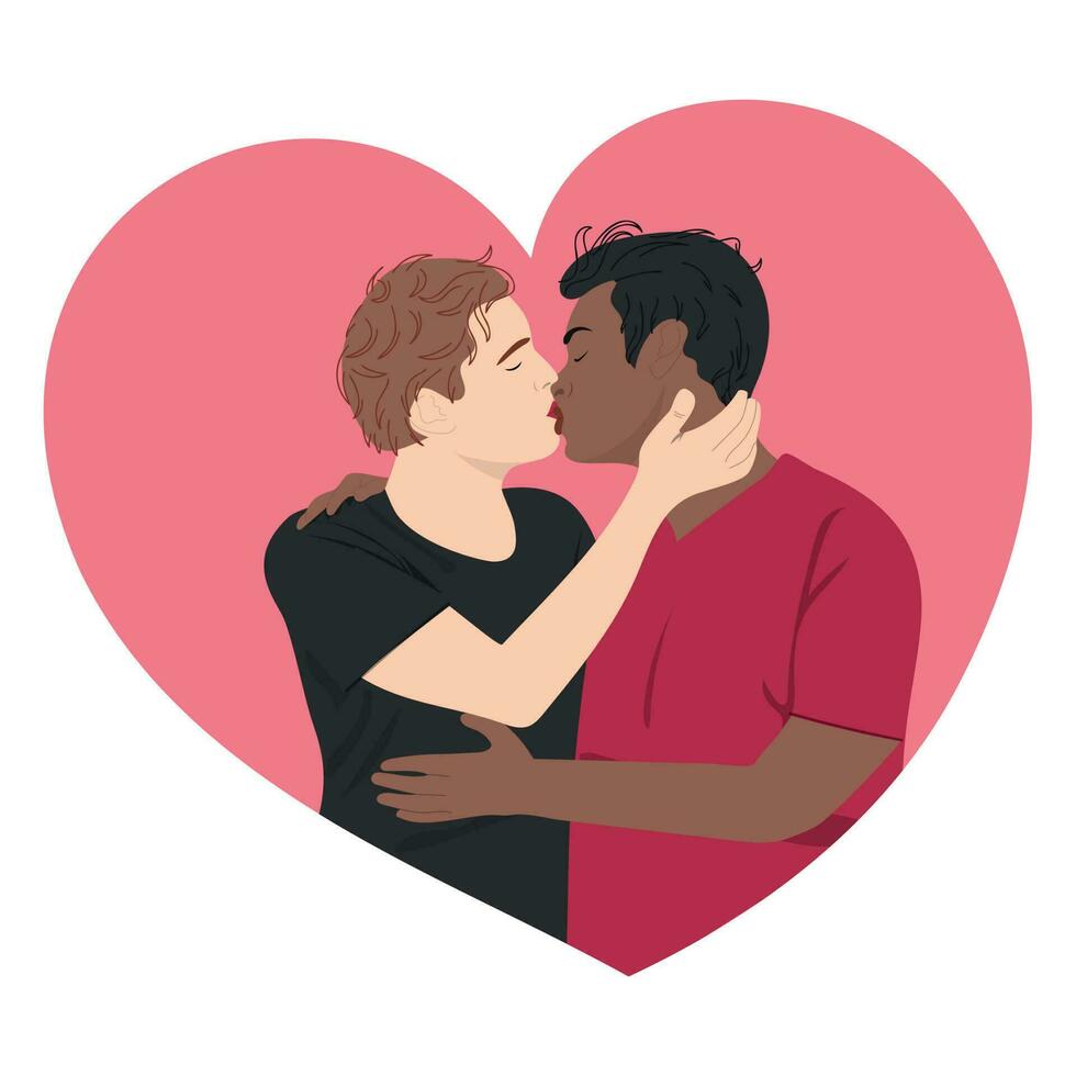 Gay coulpe falling in love vector