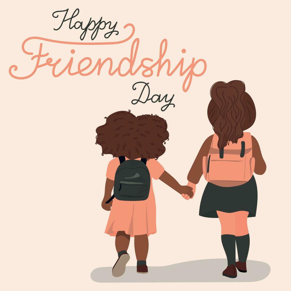 Girls holding hands vector