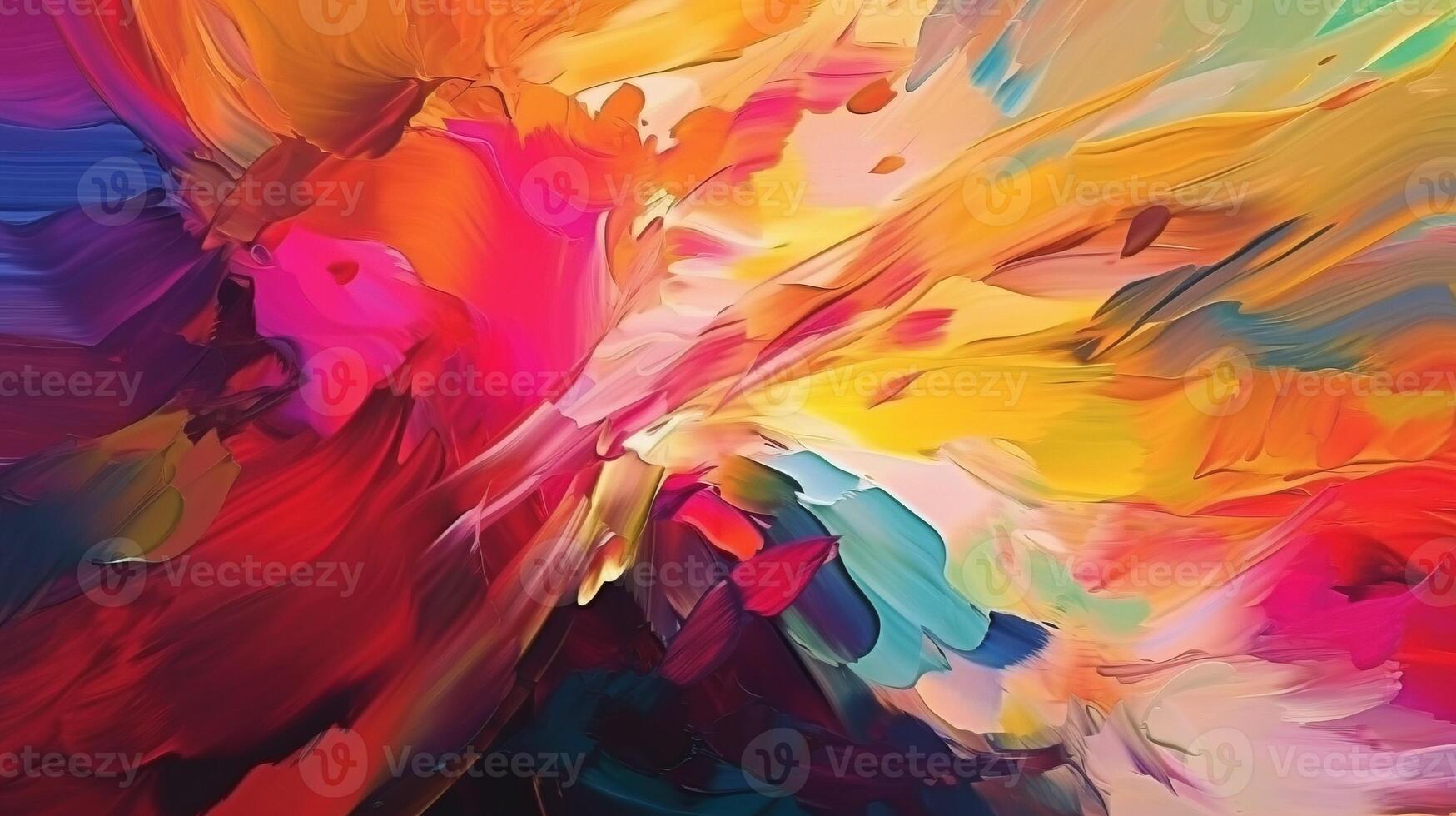 Abstract colorful brush strokes in oil on canvas, background. . photo