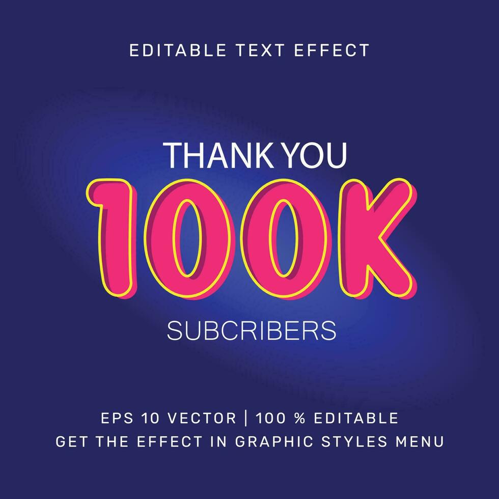 gracias usted 100k suscriptores editable texto vector