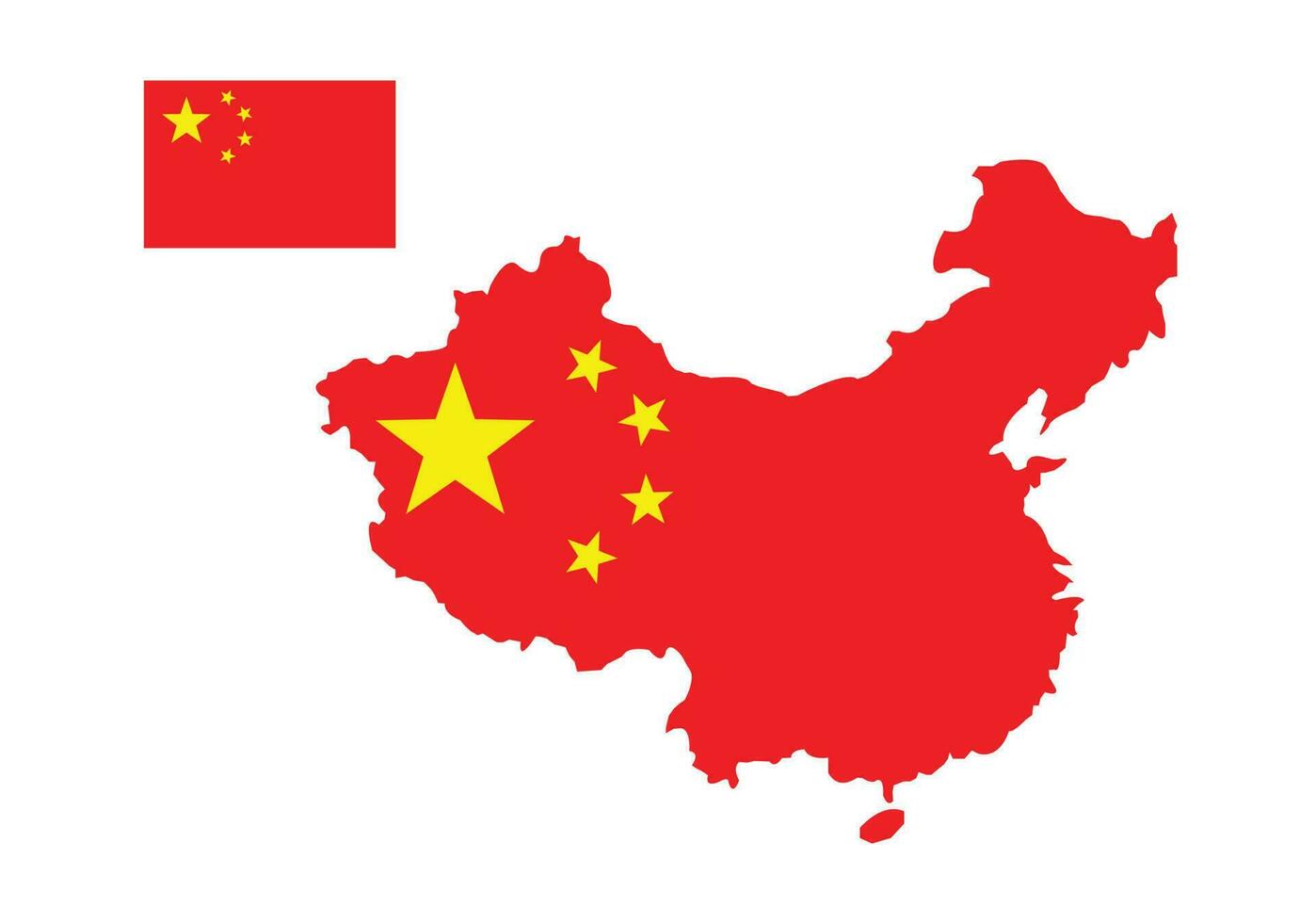 China país mapa y bandera, vector ilustración.